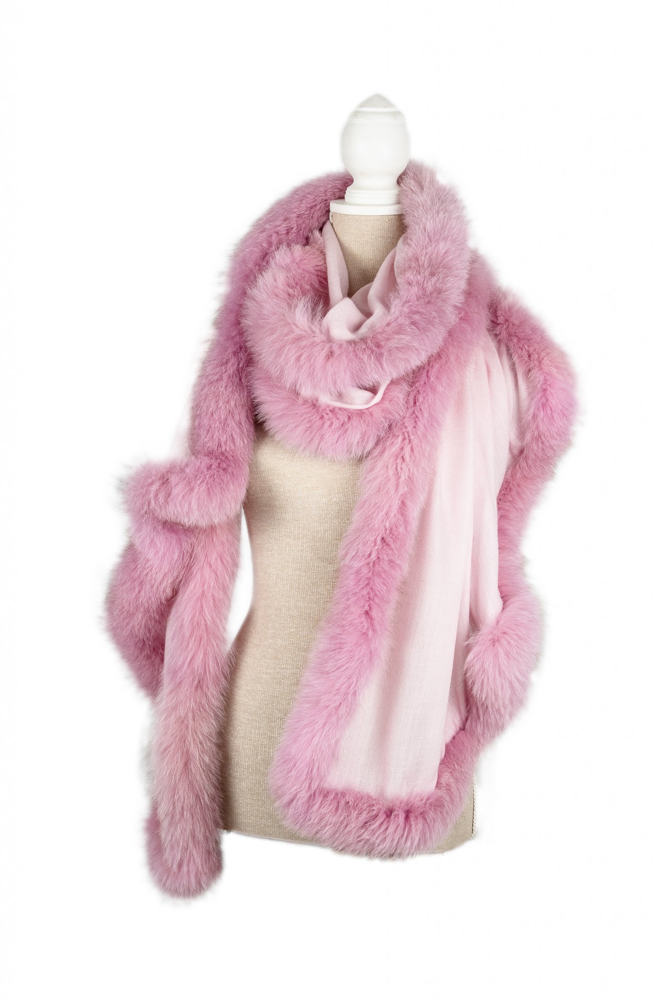Our 'Sweetie' pink/fox cashmere wrap,, why not?!